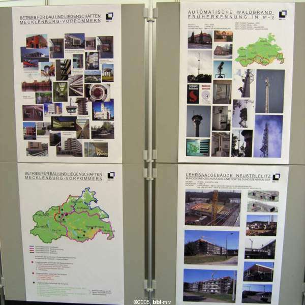 Ausstellungstafeln mit allgemeinen und speziellen Informationen über den bbl-mv. © 2005 bbl-mv