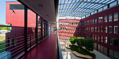 Das Atrium im Neubau des Institutsgebäudes Informatik mit Rechenzentrum und Audiovisuellem Medienzentrum der Universität Rostock auf dem Campus in der Südstadt. © © 2012 Betrieb für Bau und Liegenschaften Mecklenburg-Vorpommern