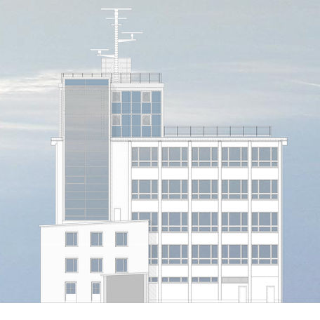 Visualisierung des Turmgebäudes. © 2015 Architekt  Dipl.-Ing. Andr eacute; Keipke, Rostock