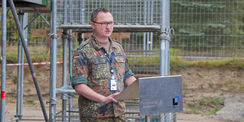 Oberstleutnant Frank Fischer bei seinem Grußwort. © 2017 Betrieb für Bau und Liegenschaften Mecklenburg-Vorpommern