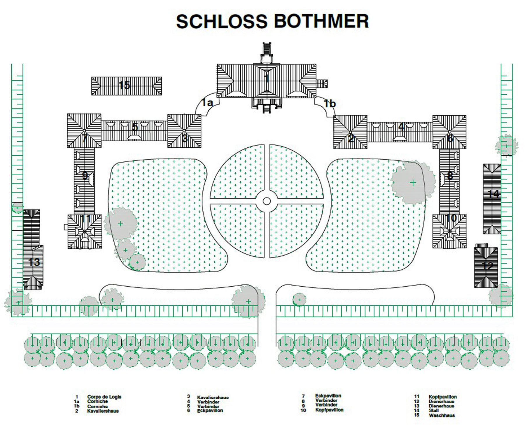 Übersicht gesamte Barockanlage Schloss Bothmer © 2018 Betrieb für Bau und Liegenschaften Mecklenburg-Vorpommern