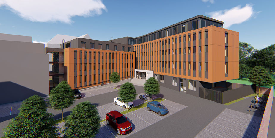 Passt sich ein - Visualisierung des Neubaus an der Domstraße © 2019 buttler architekten GmbH, Rostock