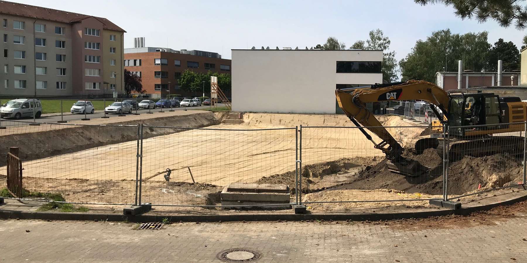 Die Baugrube ist vorbereitet im Mai 2019. © 2019 Betrieb für Bau und Liegenschaften Mecklenburg-Vorpommern