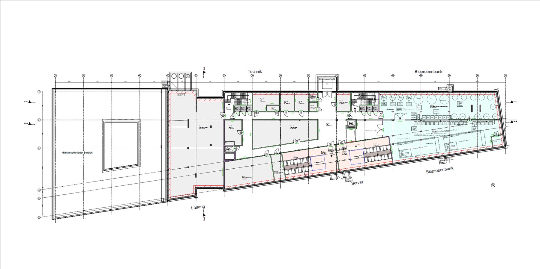 Grundriss Kellergeschoss - der Neubau CM ist teilunterkellert © 2022 MHB Architekten + Ingenieure GmbH, Rostock