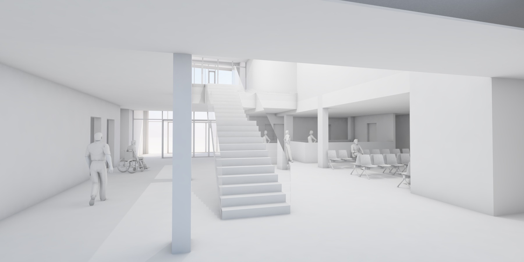 Visualisierung Foyer - Eingang Nordwest © 2022 MHB Architekten + Ingenieure GmbH, Rostock