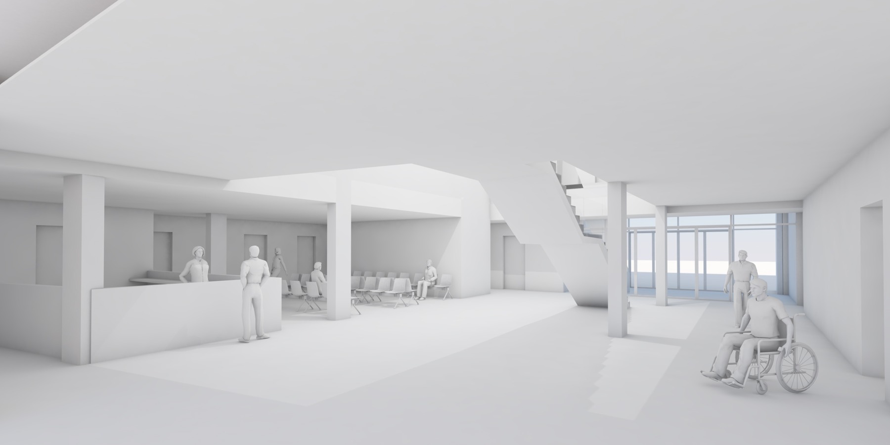 Visualisierung Foyer - Eingang Südost © 2022 MHB Architekten + Ingenieure GmbH, Rostock