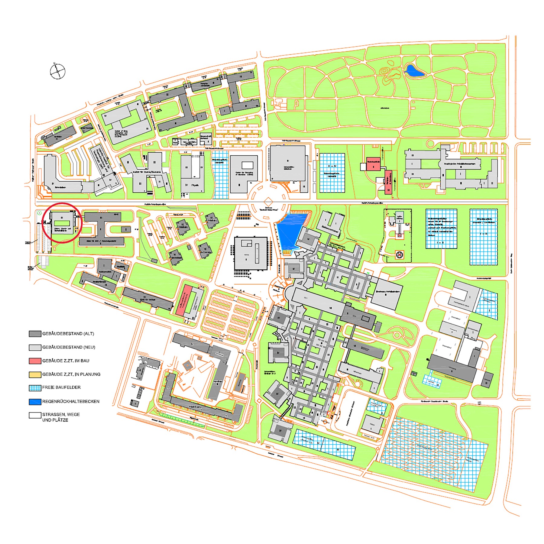 Masterplan des Universitätscampus Stand 2019 mit Kennzeichnung Standort ZZMK © 2019 Betrieb für Bau und Liegenschaften Mecklenburg-Vorpommern