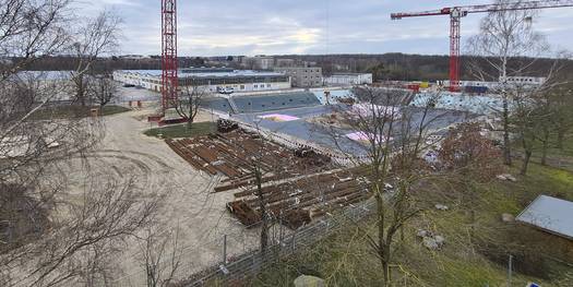 Blick auf die Baugrube des Neubaus Polizeizentrum Neubrandenburg © 2024 SBL Neubrandenburg