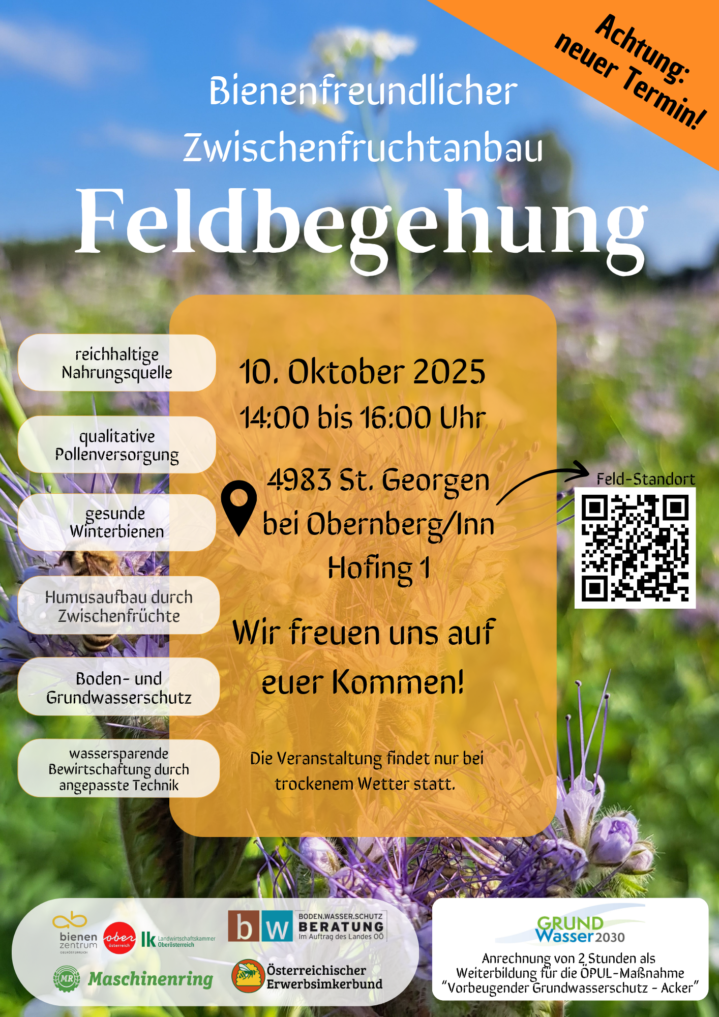 Einladung zur Feldbegehung "Bienenfreundlichen Zwischenfruchtversuch" am 10.10.2025 in St. Georgen bei ObernbergInn.png