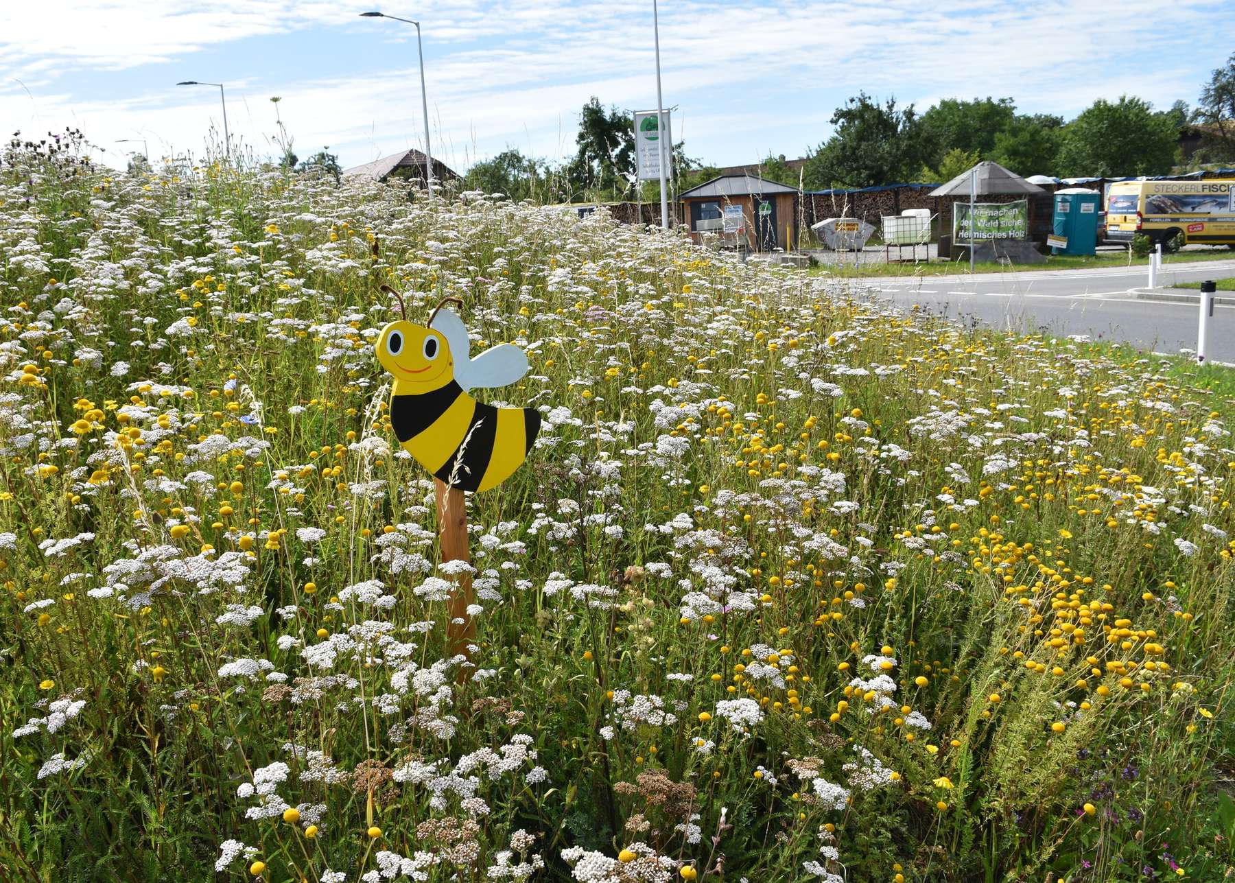 Wildblumenwiese auf einem Kreisverkehr © Bienenzentrum OÖ