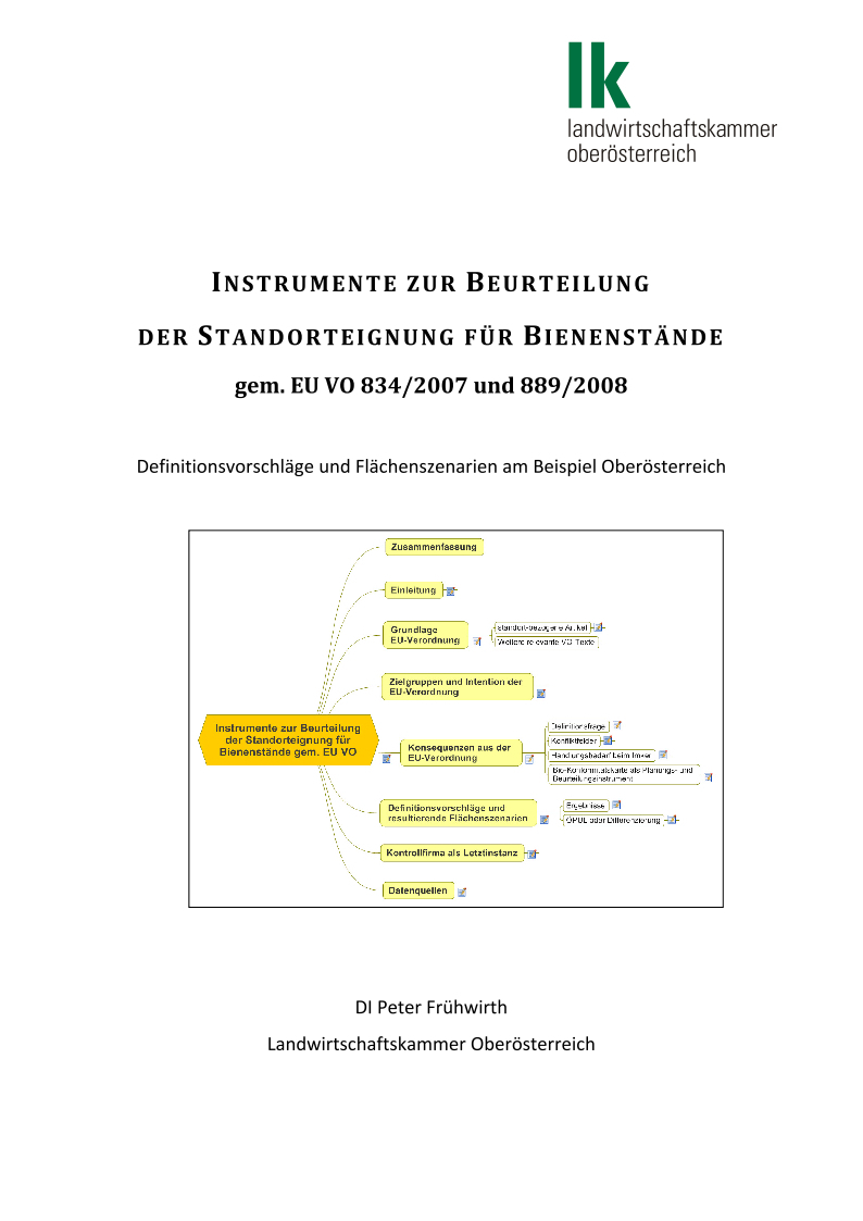 Titelseite Instrumente zur Beurteilung der Standorteignung für Bienenstände