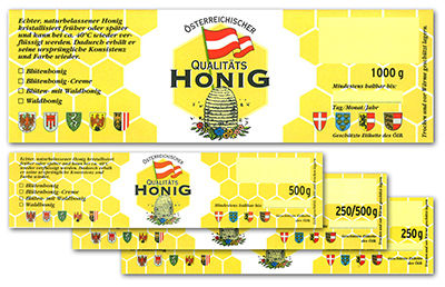 Osterreichische Honigetiketten 500g Mit Namenseindruck Shop Fur Den Imker