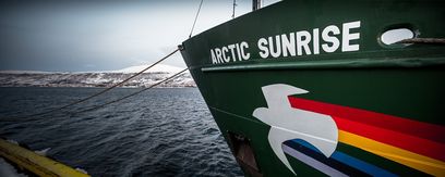 © Mitja Kobal / Greenpeace Schiff Arctic Sunrise auf dem Weg in die Arktis