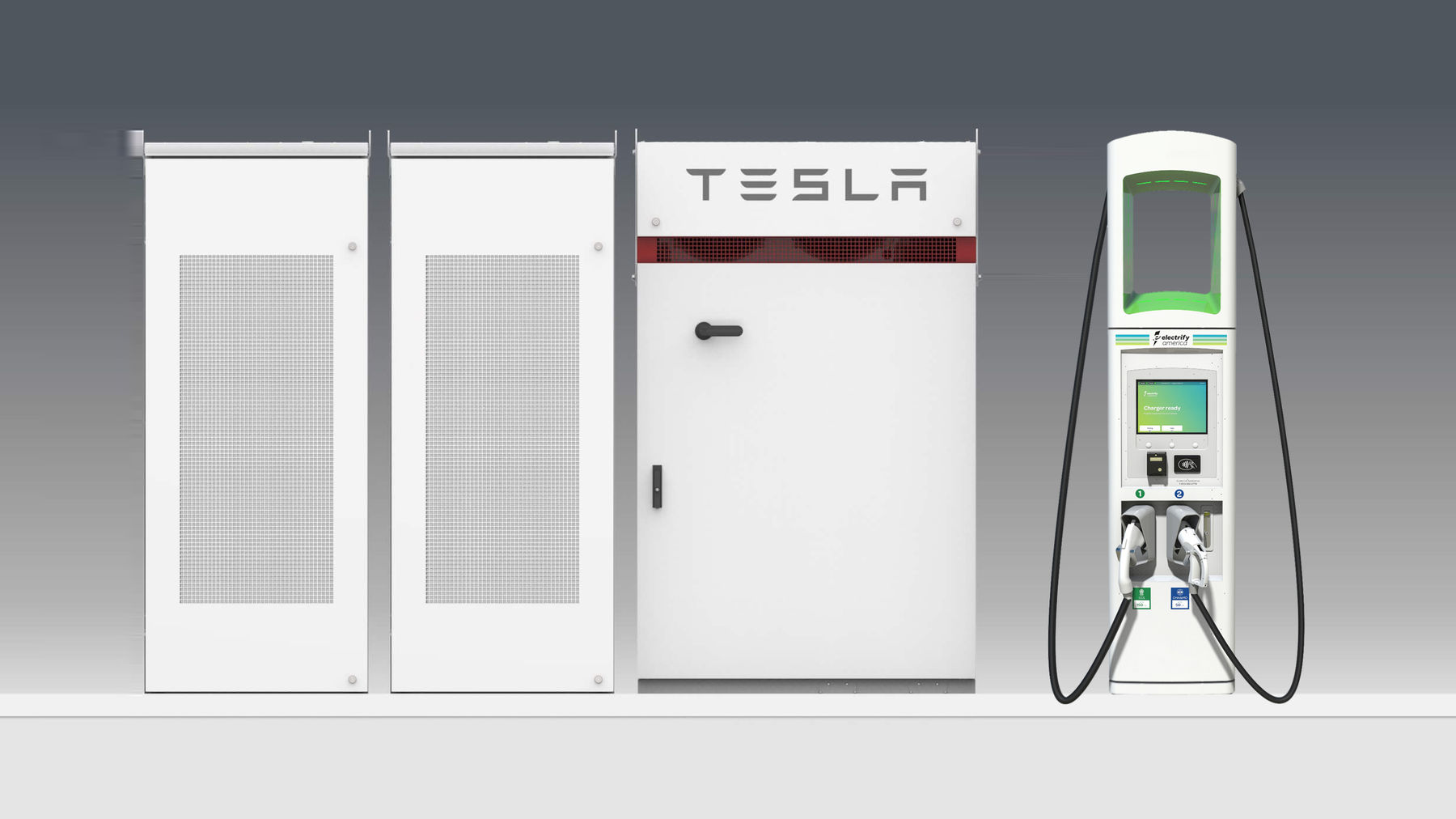 © Electrify America/ Ladestation samt Batteriespeicher