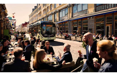 © Volvo- Die Buslinie fährt mitten durch die Stadt