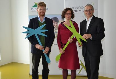 © FH BURGENLAND / Christian Felber – Initiator Gemeinwohlökonomie, Anja Haider–Wallner – GWÖ Beraterin & Unternehmerin, Georg Pehm – Geschäftsführer FH Burgenland