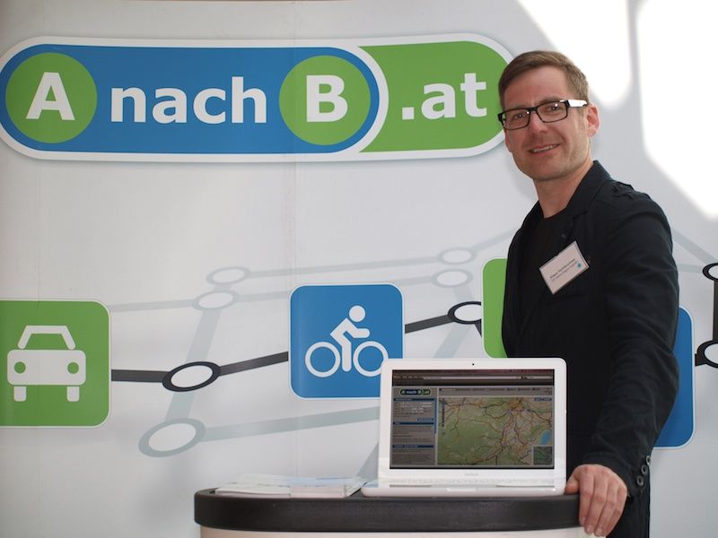 © Klaus Heimbuchner präsentiert den "Alles"–Routenplanter AnachB.at für‚s zu Fuß gehen, sowie Fahren mit Fahrrad, Auto, Öffis in jeglicher Kombination