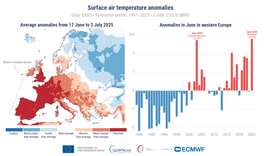 C3S PR 202506 Fig1 surface temperature anomaly europe.png
