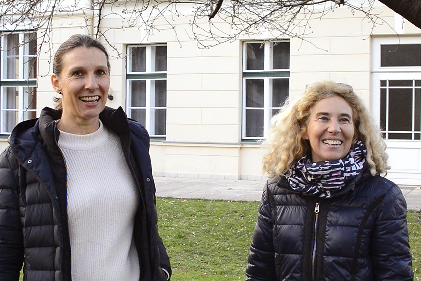 Vereinsobfrau Veronika Haschka (links) und Frederike Demattio, Leiterin der Gruppe Bildung & Sprache, beim Interview mit spendeninfo.at.