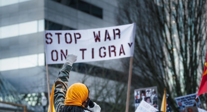 Stop war on Tigray-Plakat